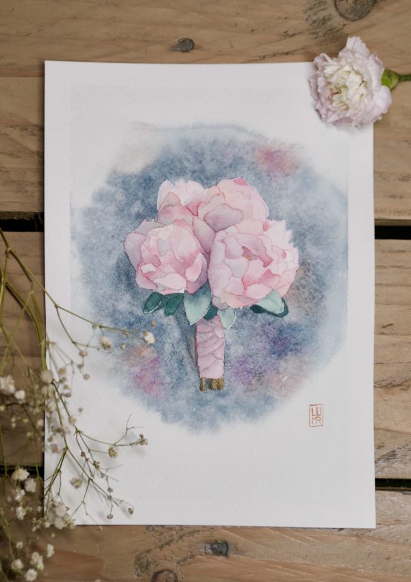 Bouquet de pivoines à l'aquarelle