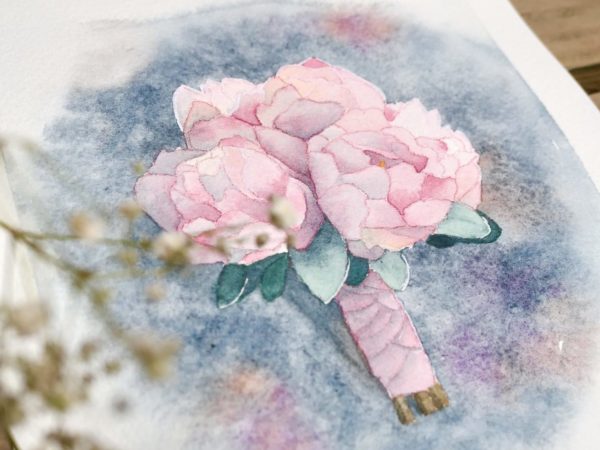 Bouquet de pivoines à l'aquarelle