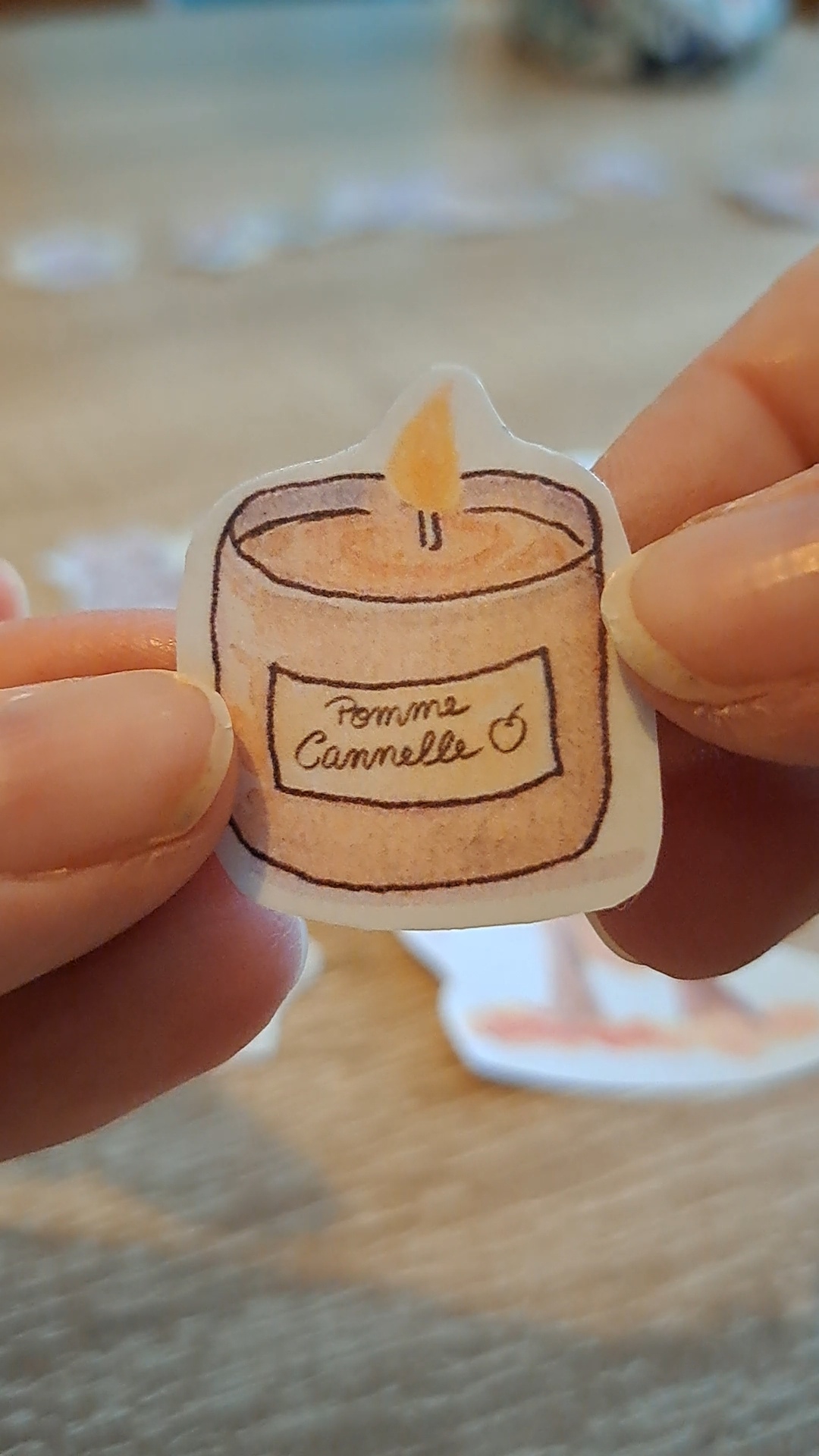 mini sticker bougie pomme cannelle