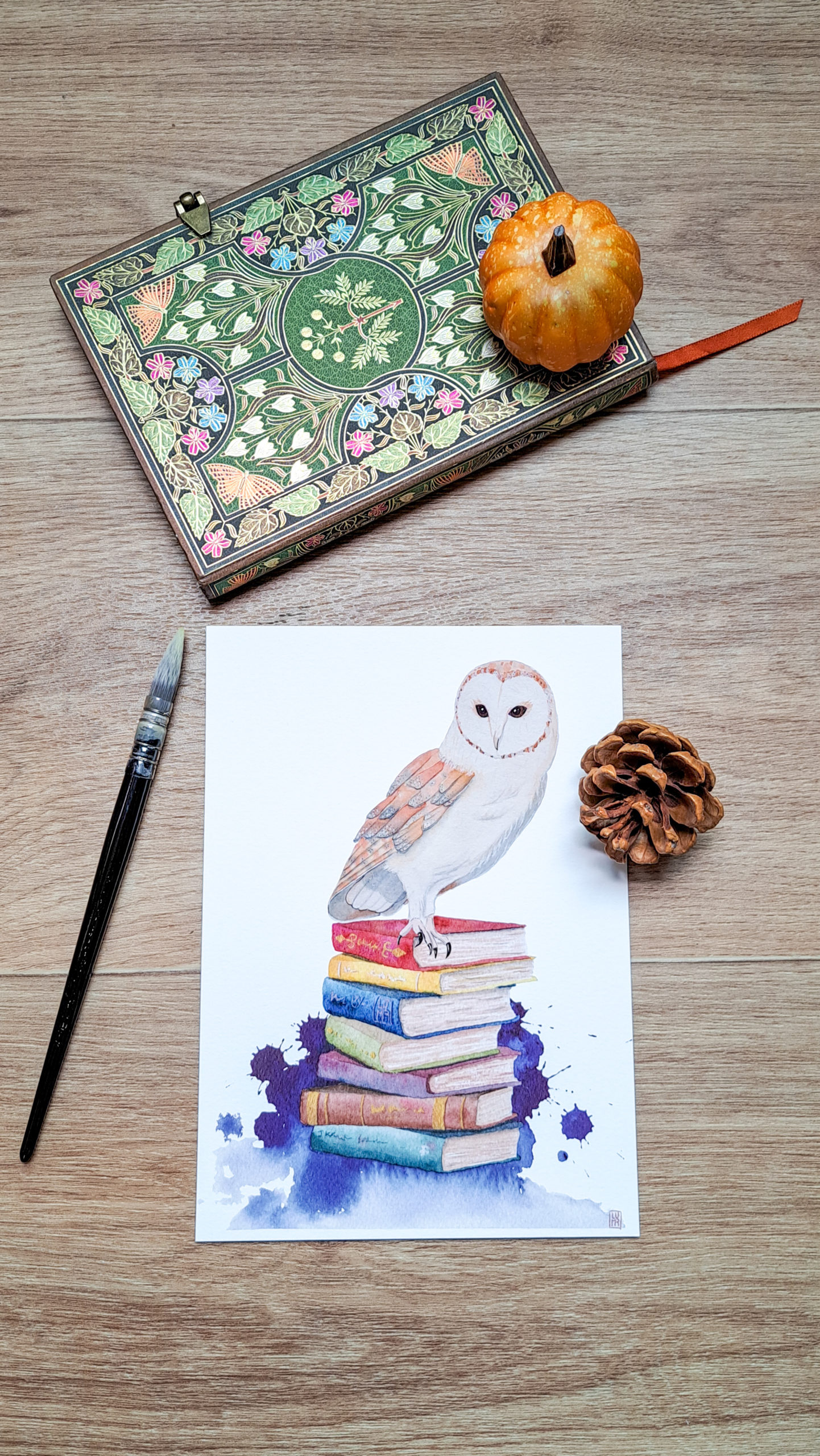 Print fine art Chouette des livres