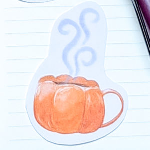 Sticker tasse citrouille fumante