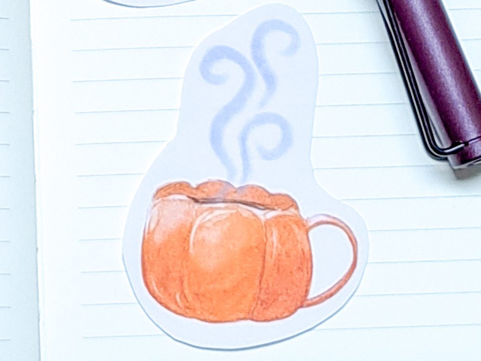 Sticker tasse citrouille fumante