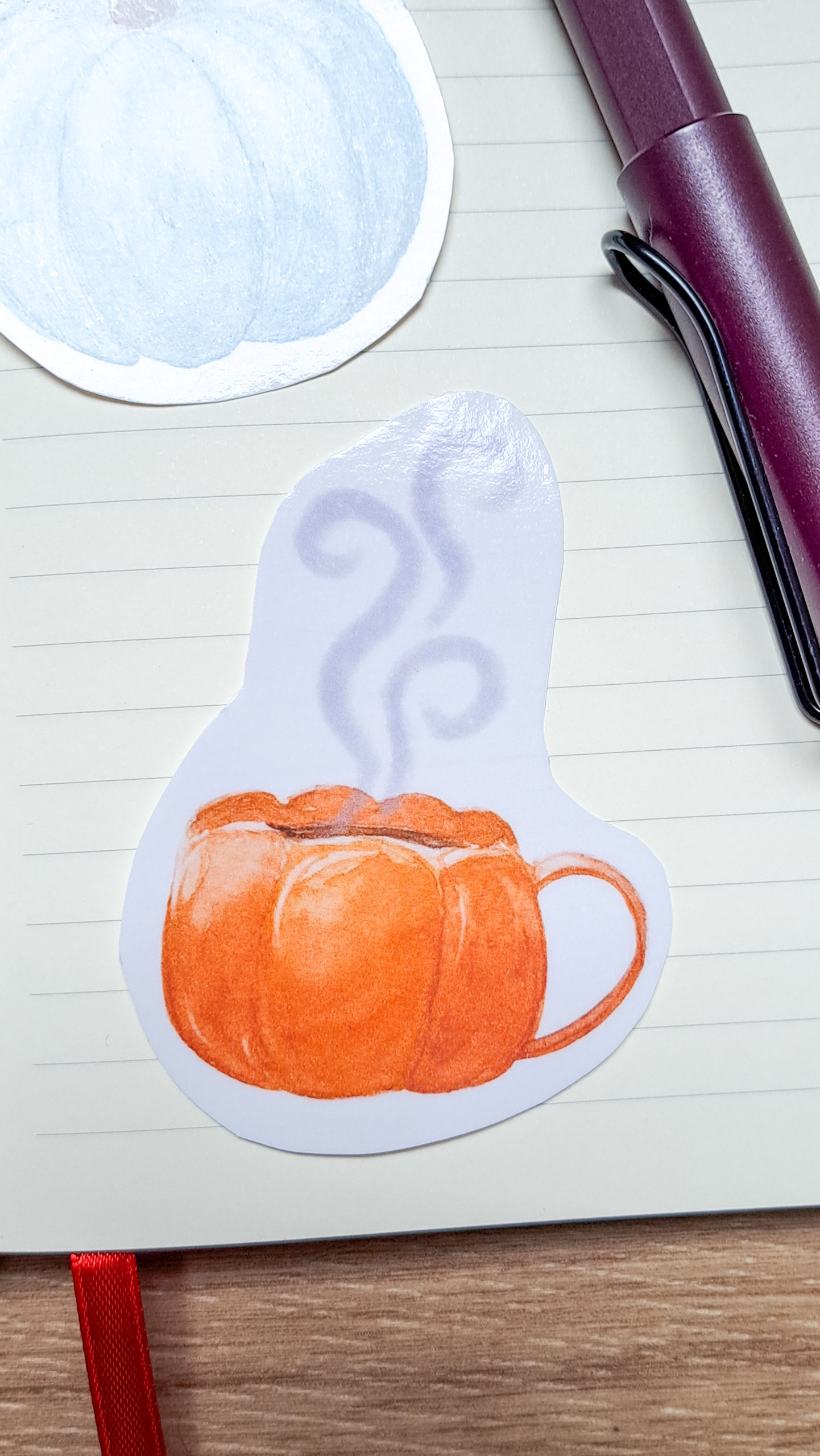 sticker tasse citrouille fumante zoom